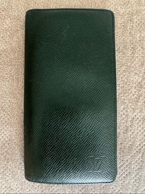 Louis Vuitton Green Textured Long Wallet